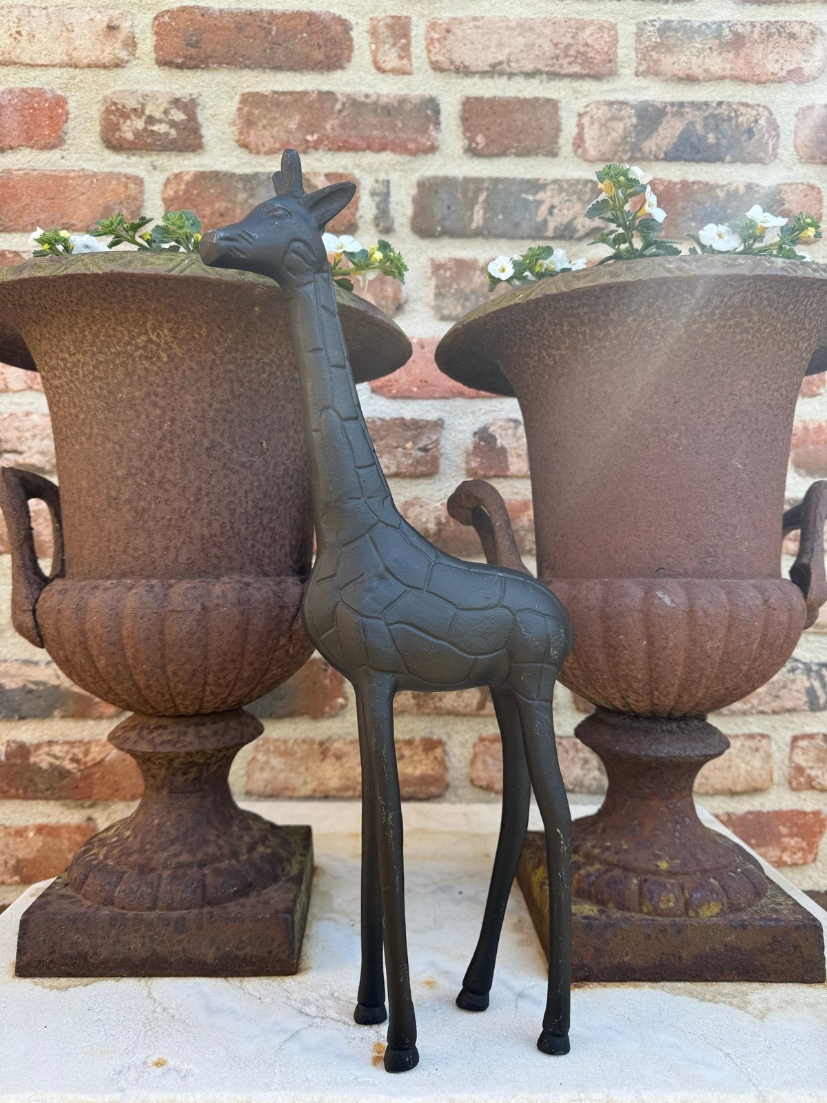 Decoratieve Giraffe Beeld - Zwart Metaal, Zwart, Ophalen of Verzenden, Zo goed als nieuw, Metaal