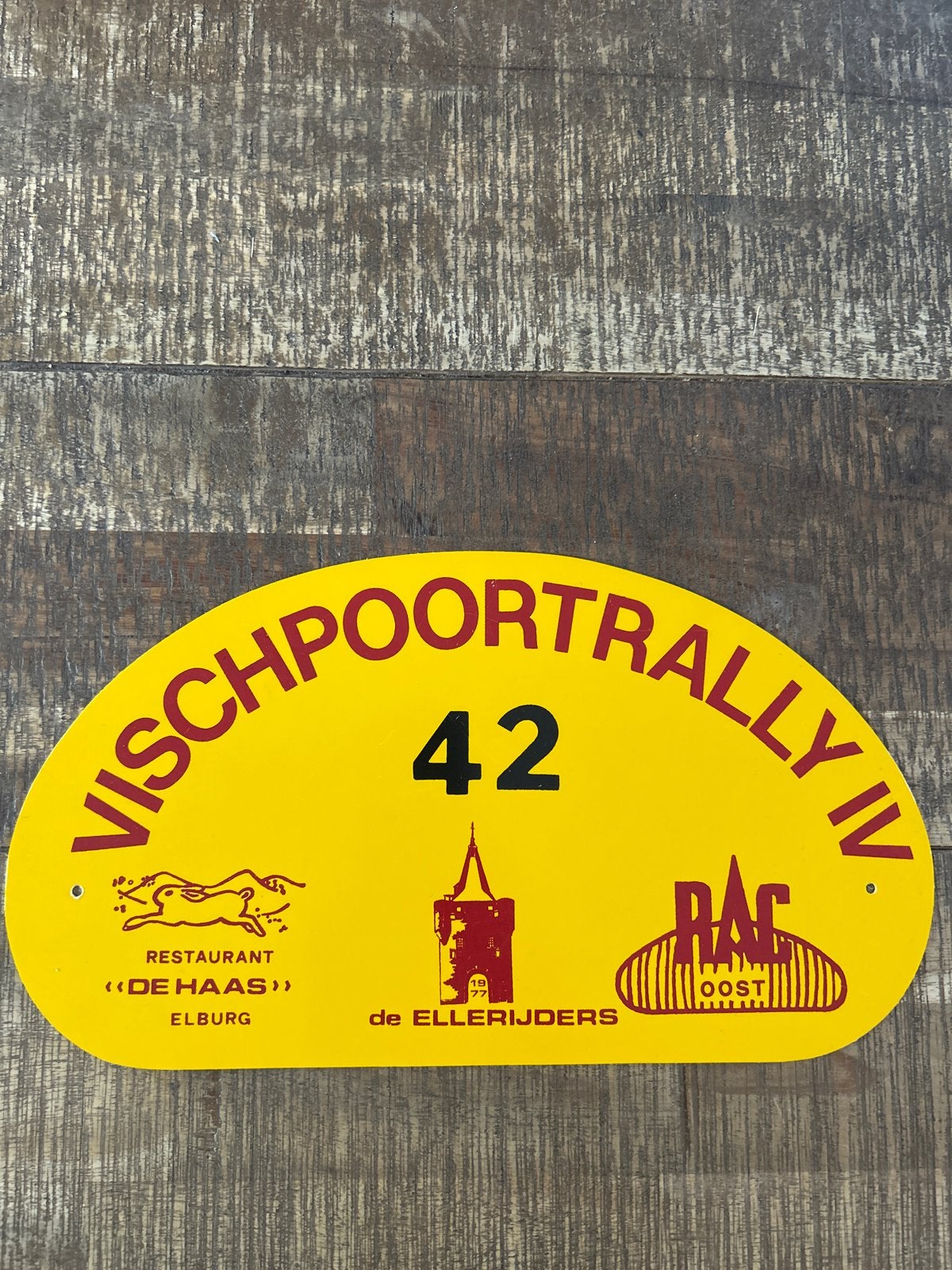 Vischpoortrally IV Rallybord - Nummer 42, Ophalen of Verzenden, Gebruikt, Auto's