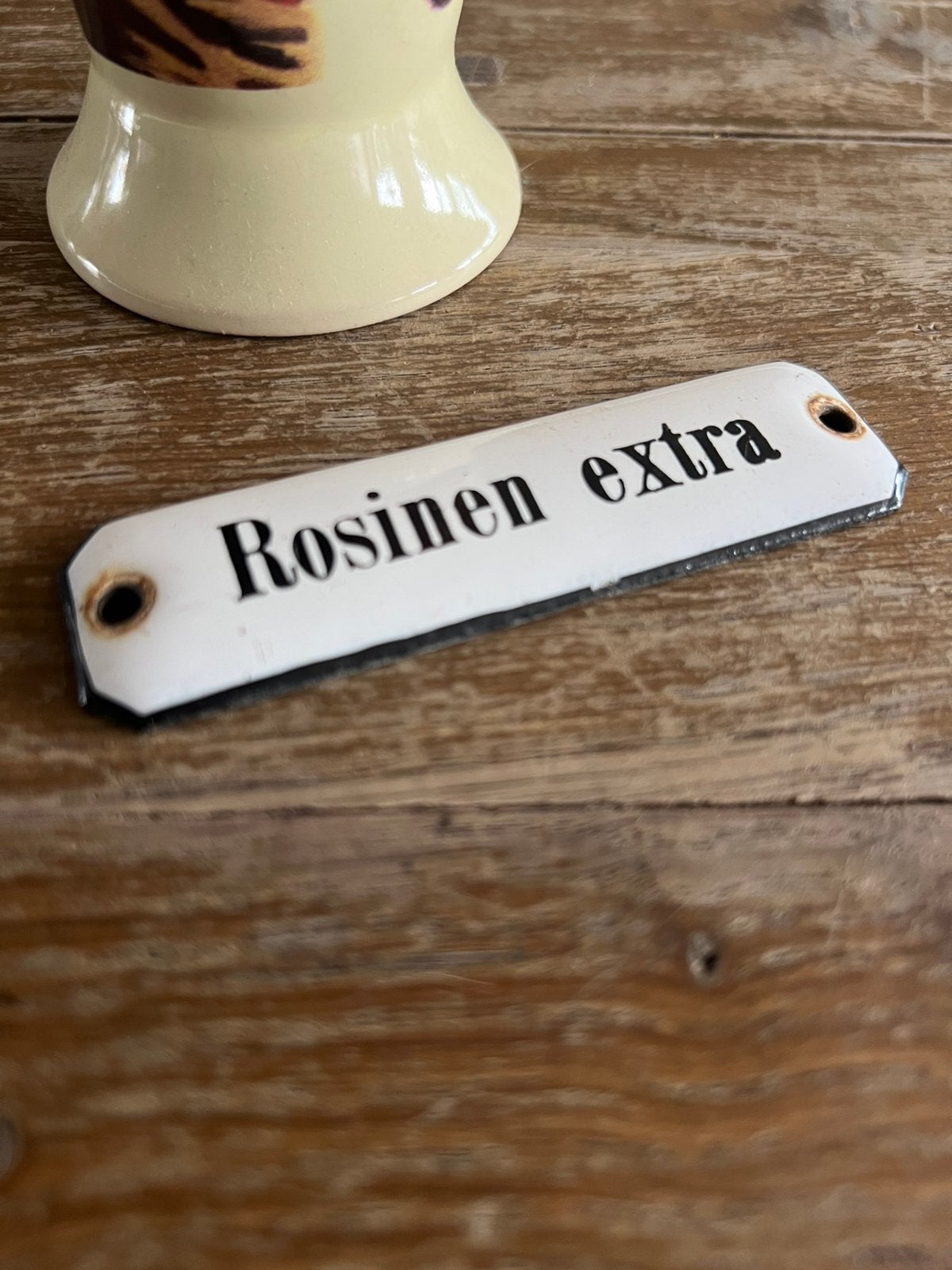 Oud emaille bordje Rosinen extra, Ophalen of Verzenden
