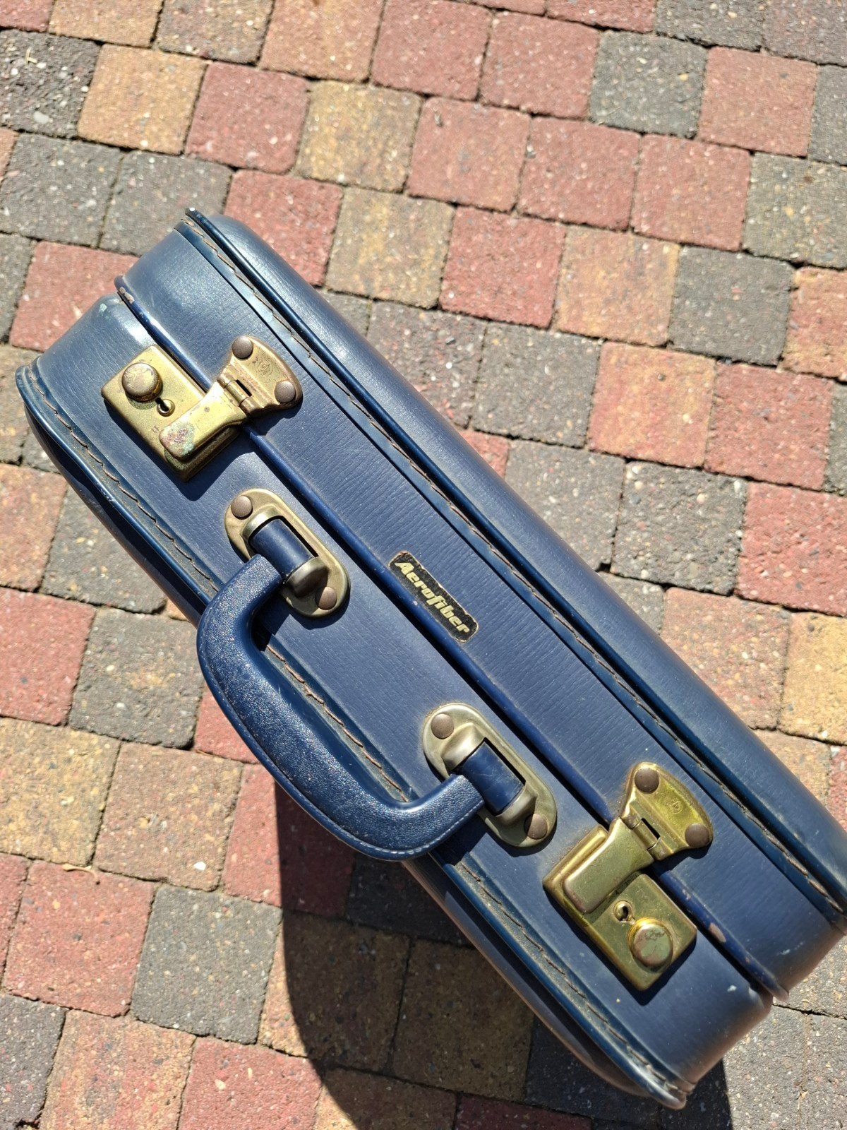Vintage Aerofiber koffer – Blauw – Mid-Century, Sieraden, Tassen en Uiterlijk, Ophalen of Verzenden, Leer, Minder dan 50 cm