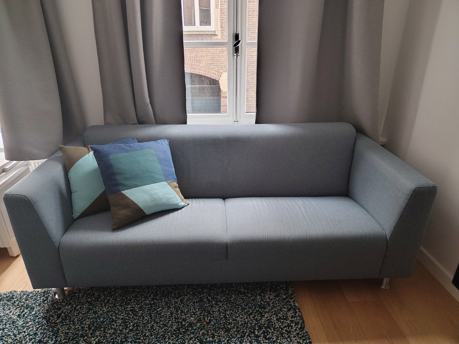 Modern blue grey 2.5 seater sofa - 202x86x75cm, Ophalen, Gebruikt, 150 tot 200 cm, Tweepersoons