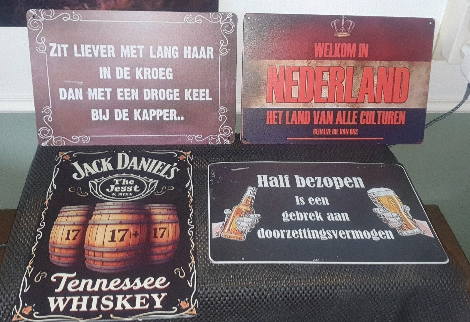 4 metalen wandborden voor man cave, bar of garage, Ophalen of Verzenden, Gebruikt