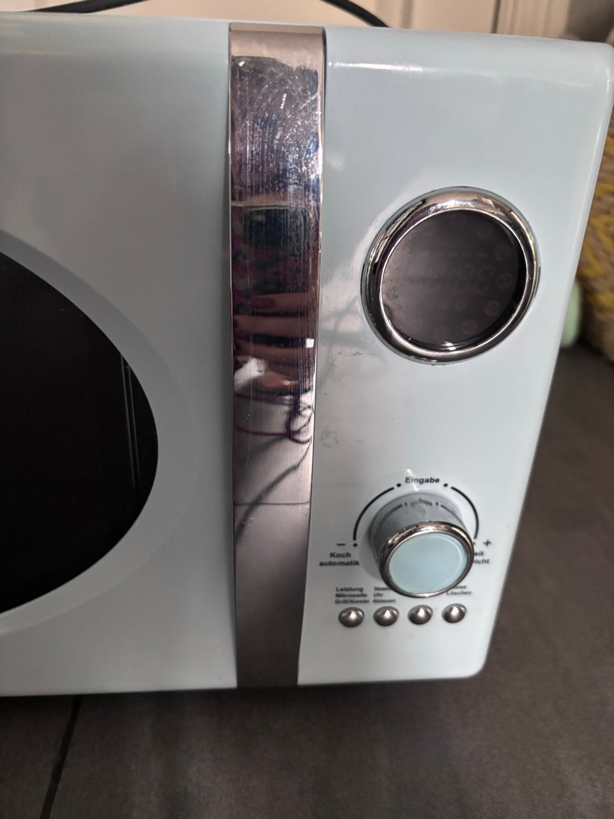 Schaub Lorenz Magnetron - Lichtblauw met Duitse knoppen, Ophalen, Gebruikt, Magnetron, Draaiplateau