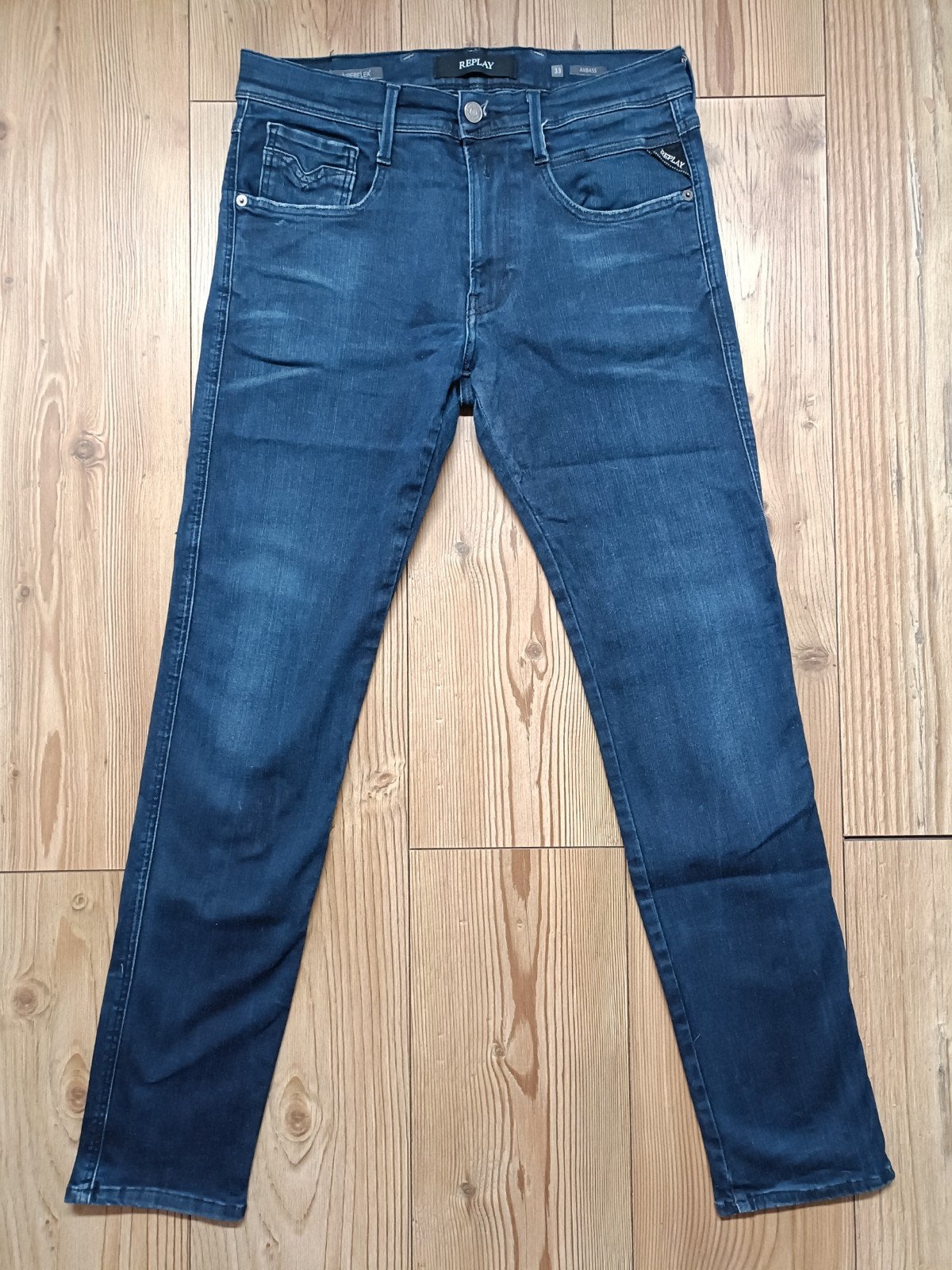Replay anbass hyperflex maat 33-32, Ophalen of Verzenden, Gedragen, Blauw, W33 - W34 (confectie 48/50)