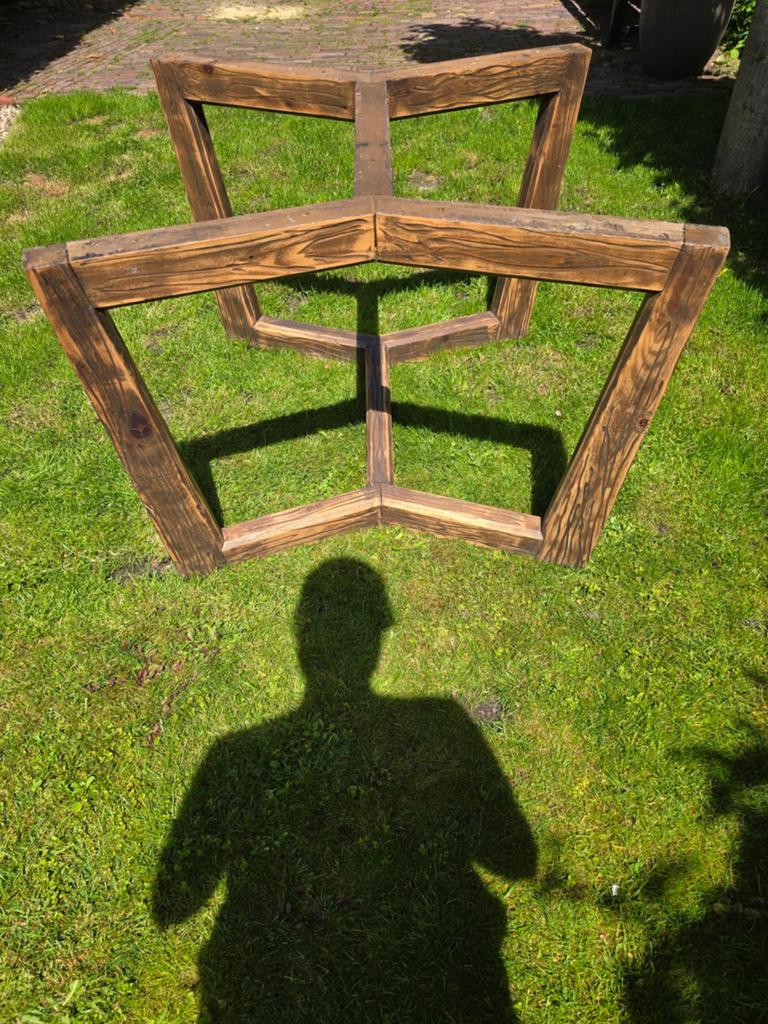 Mooie houten tafelpoot voor (rond) tafelblad, Ophalen, Tafelpoot, Gebruikt, 50 tot 100 cm
