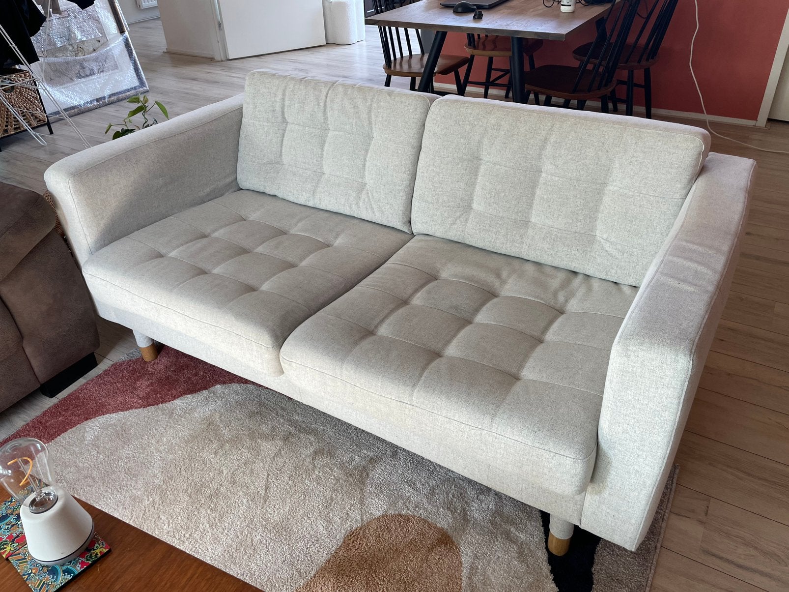 Beige grijze Landskrona stoffen 2 zits Ikea bank, Ophalen, Gebruikt, 150 tot 200 cm, Tweepersoons