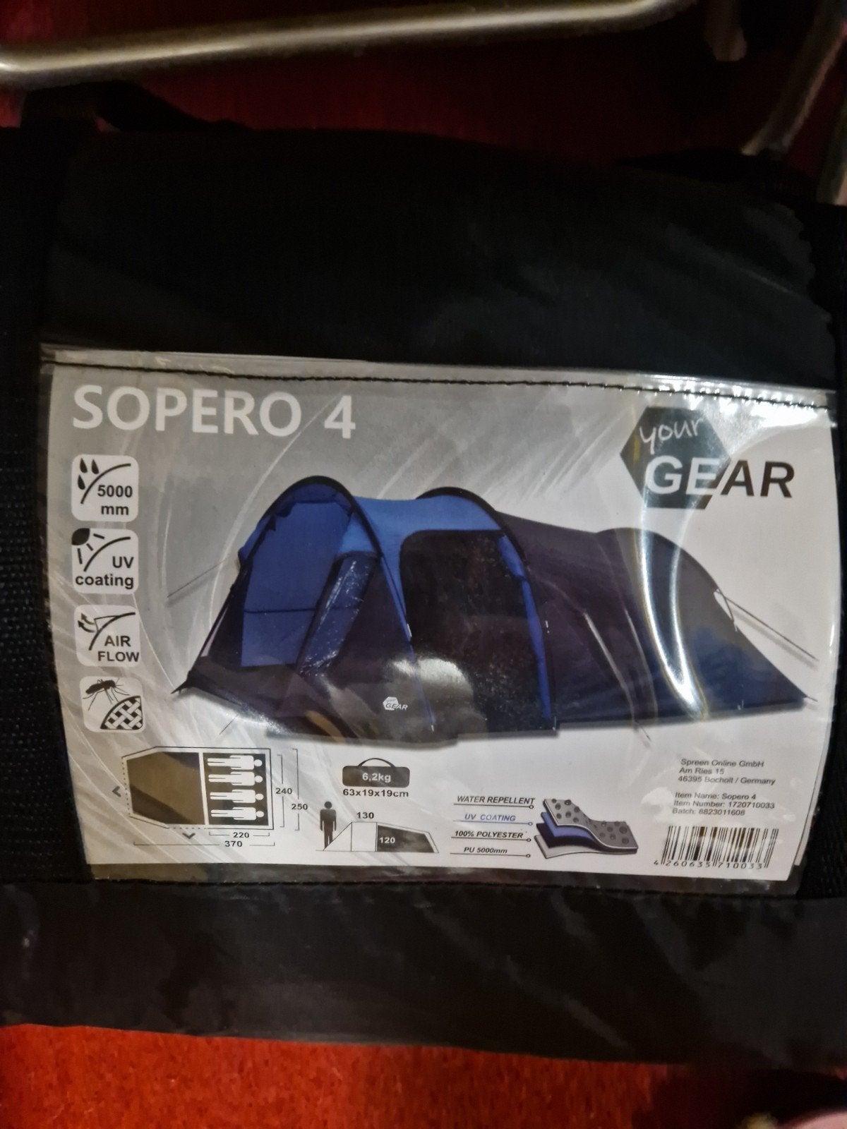 Your Gear Tent sopero 4: Ruime 4-persoons tunneltent, Ophalen of Verzenden, Zo goed als nieuw, Tot en met 4