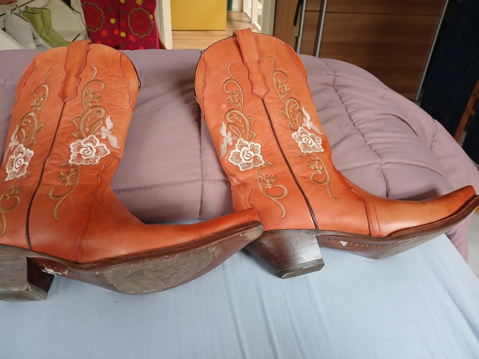 cowboy western laarzen 41., Hoge laarzen, Oranje, Ophalen of Verzenden, Zo goed als nieuw