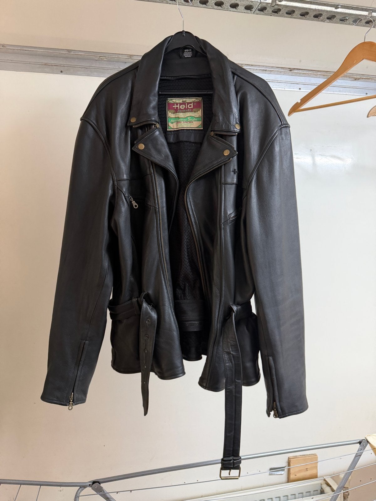 Vintage Held Authentic Style Zwart Leren Motorjack, Motoren, Ophalen, Tweedehands, Heren, Jas | leer