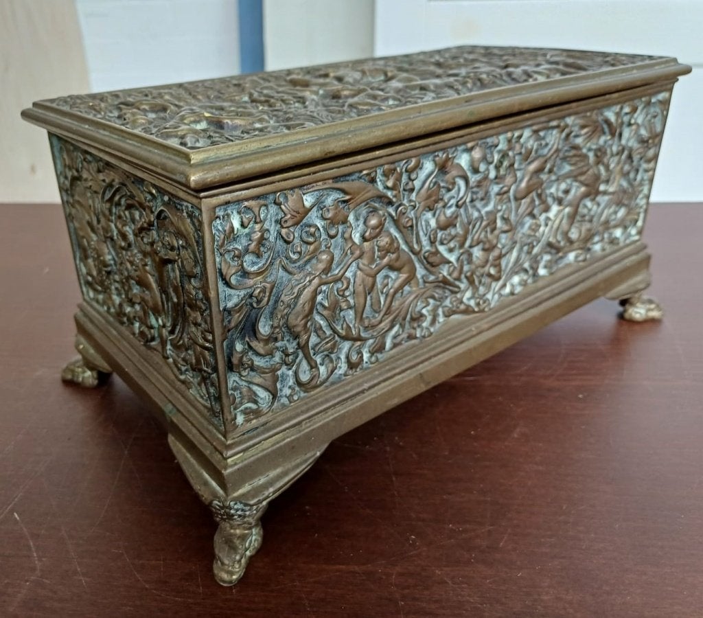 Antieke bronzen doos -- J.C. Bechtler & Co Allahabad, Ophalen of Verzenden