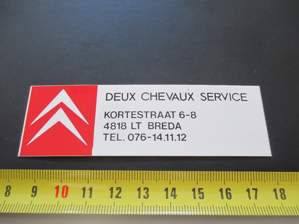 sticker Breda DEUX CHEVAUX SERVICE Kortestraat 6-8 *, Ophalen, Zo goed als nieuw