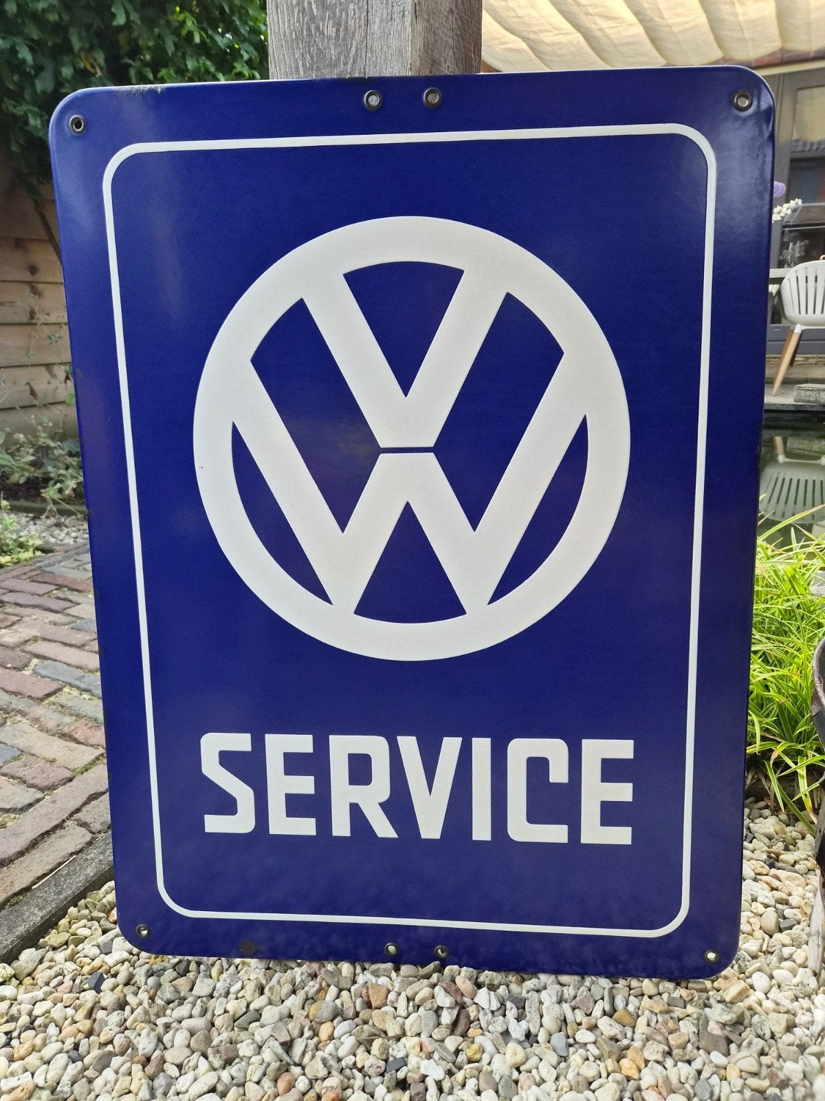 Emaille reclame emaille reclamebord Volkswagen oldtimer, Verzamelen, Ophalen, Gebruikt, Reclamebord
