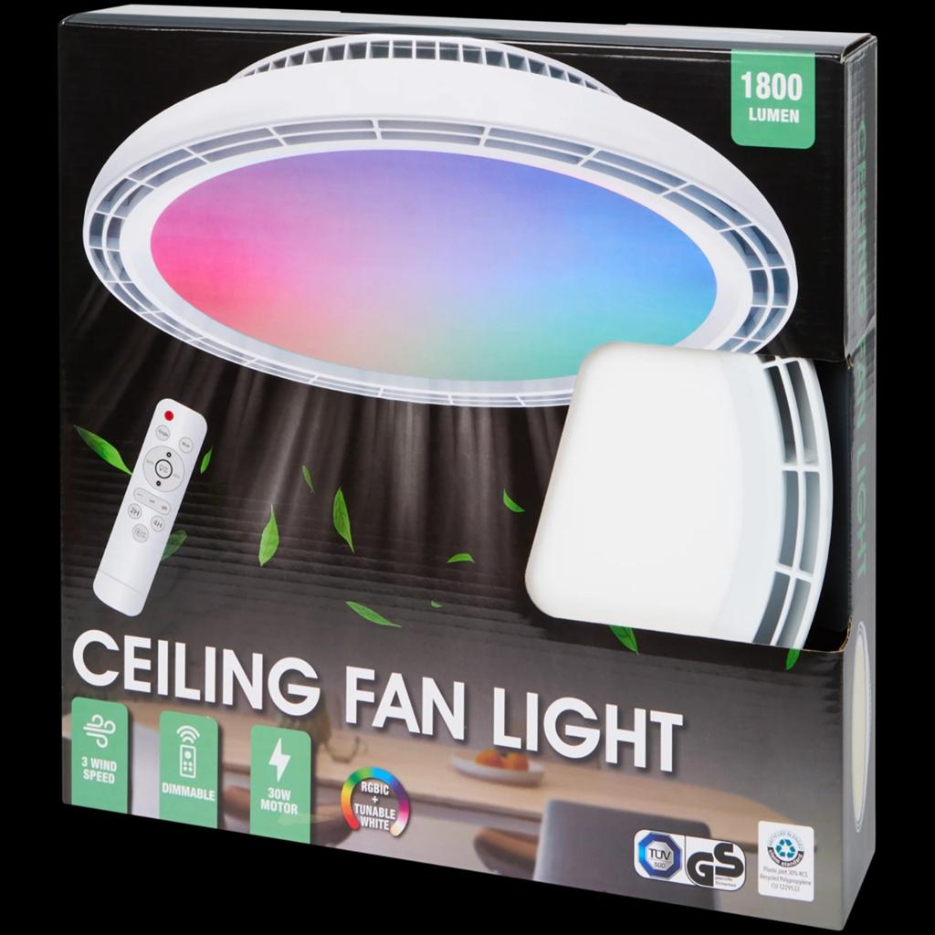 Plafondventilator met LED-verlichting en afstandsbediening, Modern, functioneel met RGB en dimbare verlichting, Nieuw, Ophalen of Verzenden