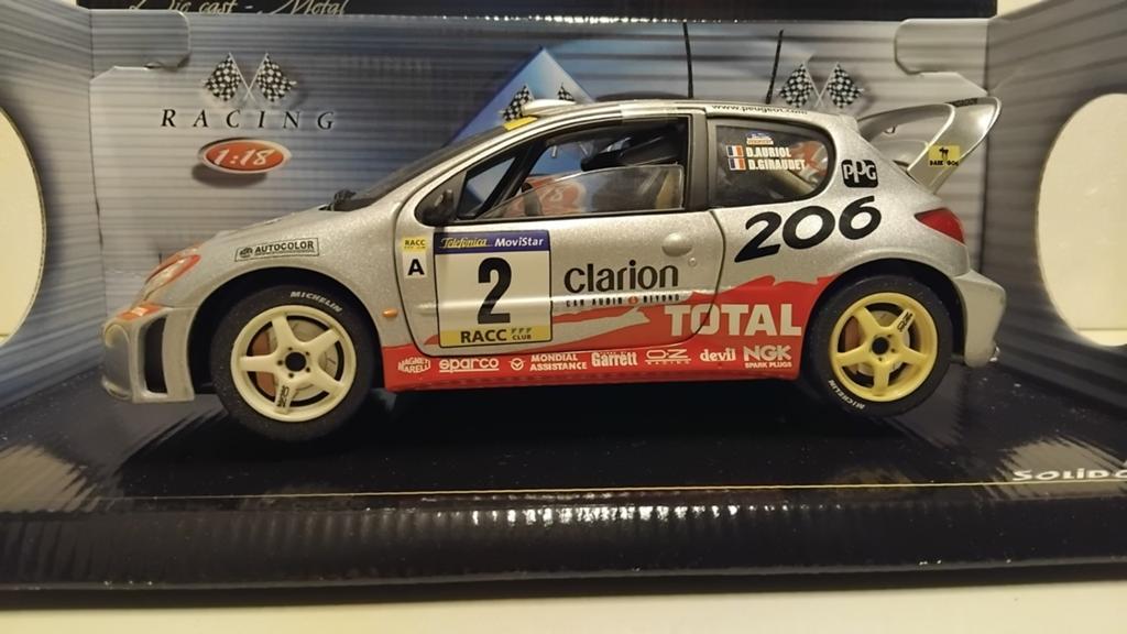 Peugeot 206 WRC #2 zilvergrijs Clarion Solido 1:18 KRD, Hobby en Vrije tijd, Modelauto's | 1:18, Ophalen of Verzenden, Zo goed als nieuw