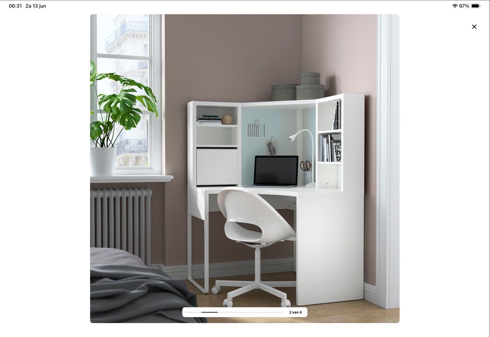 IKEA hoekbureau met opbergruimte en kabelgoot, Huis en Inrichting, Bureaus, Ophalen, Spaanplaat of MDF, Zo goed als nieuw, IKEA