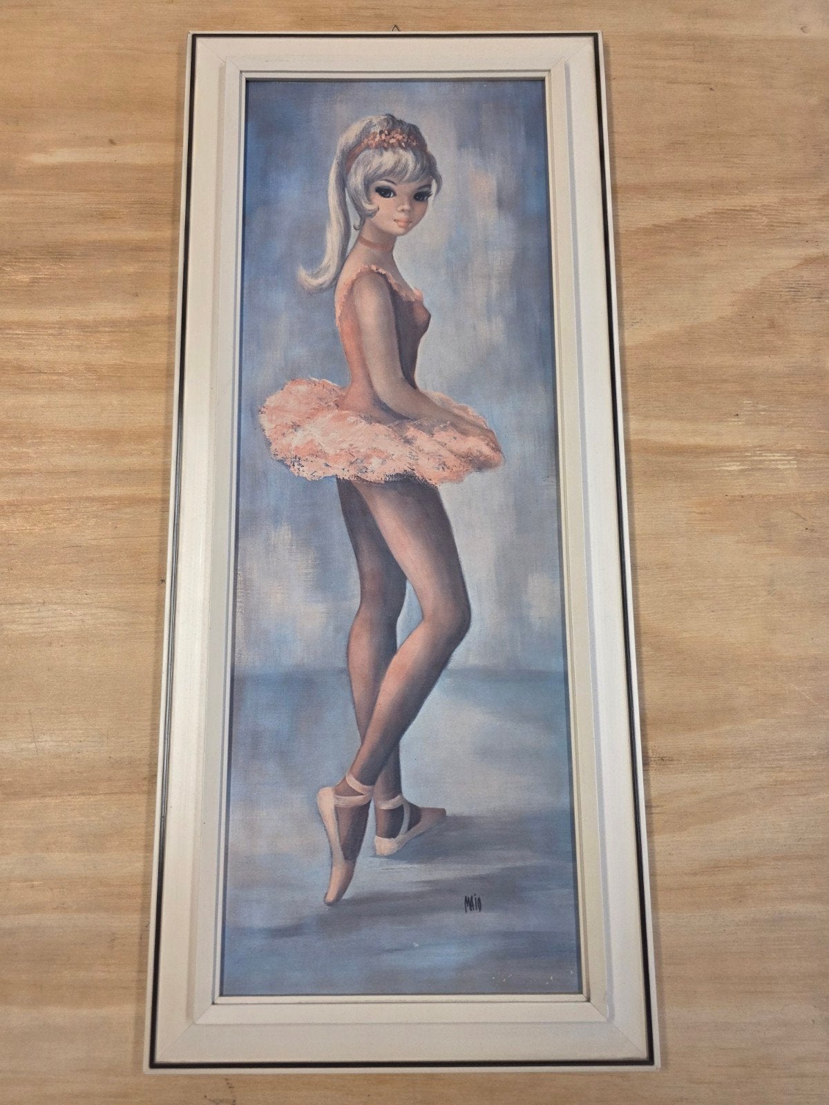 Vintage Schilderij Ballerina Meisje - Gesigneerd 'MAIO', Ophalen of Verzenden
