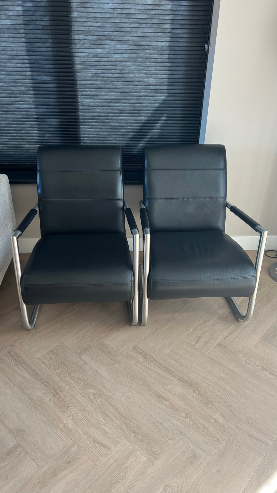 Angelica bijzetfauteuil, zwart (2 stuks), Ophalen, Gebruikt, 50 tot 75 cm, Leer