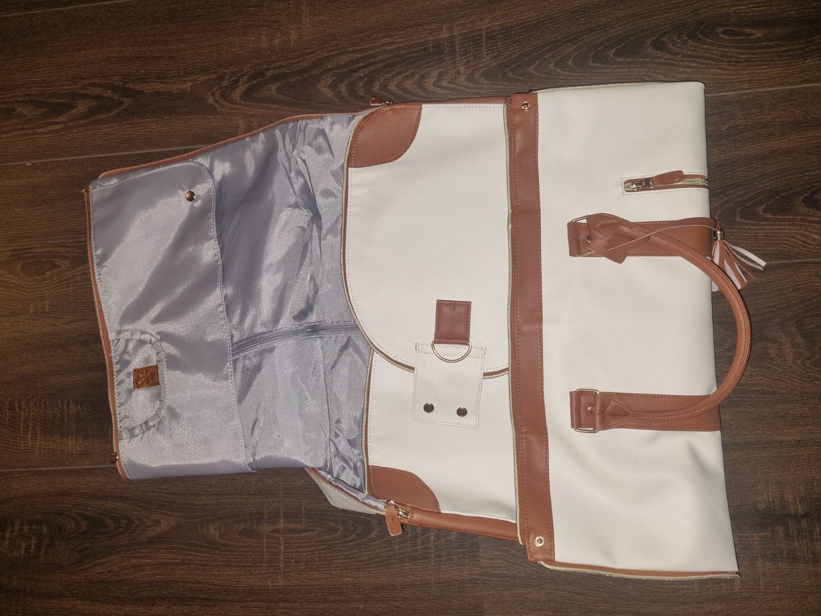 Reistas Wit/Bruin met Kledinghoes en Schoenenvak, Sieraden, Tassen en Uiterlijk, Tassen | Reistassen en Weekendtassen, Ophalen of Verzenden