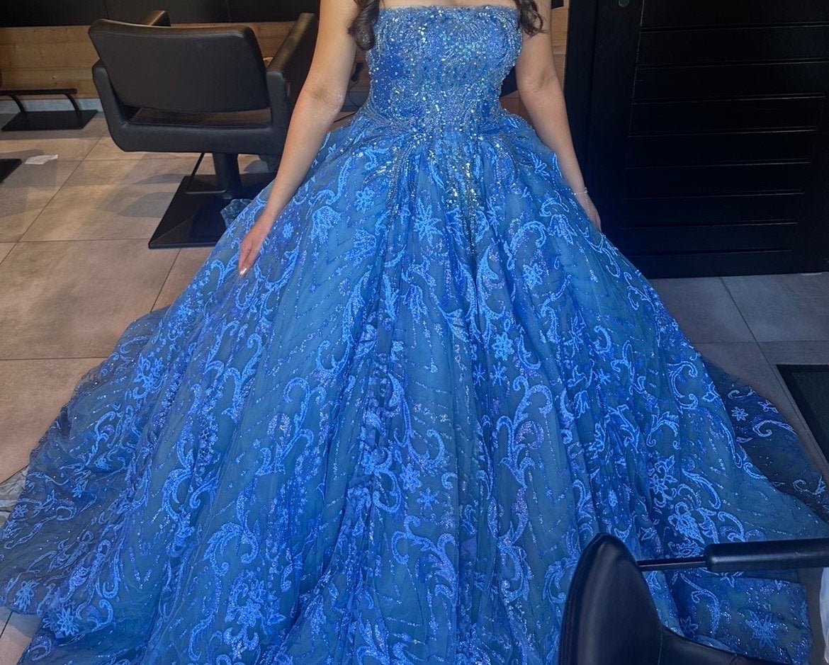 Prachtige blauwe galajurk met 6-lagen petticoat, Galajurk, Blauw, Ophalen of Verzenden, Maat 36 (S)