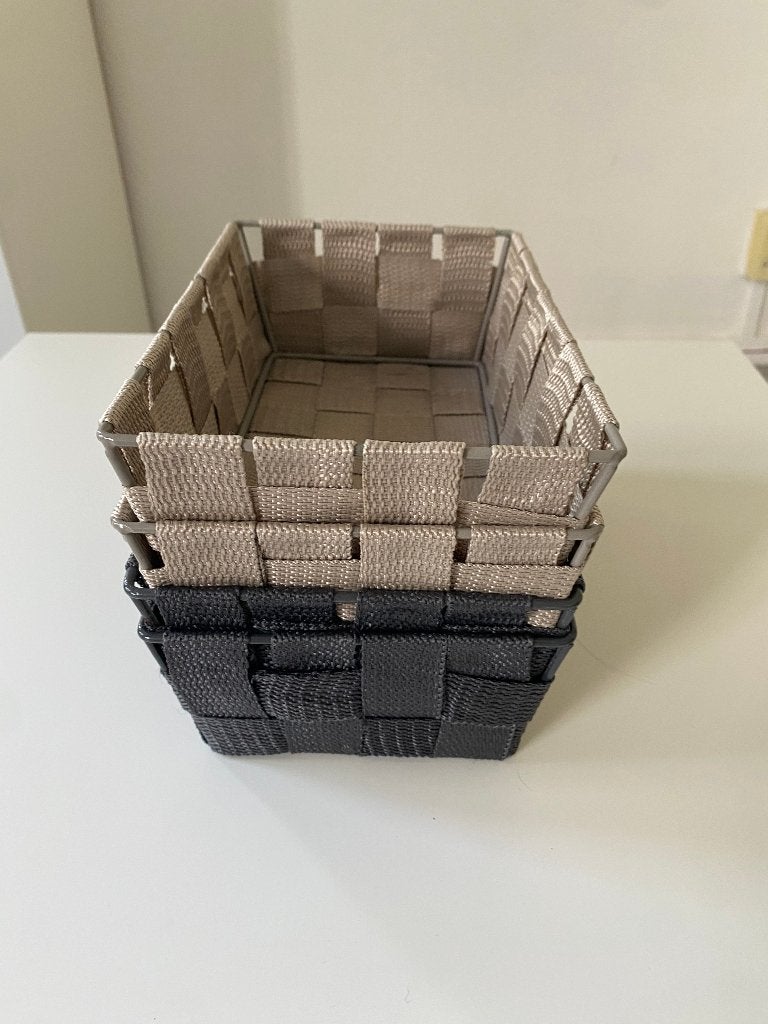 Set van 4 Opbergmanden – Zwart & Beige, Ophalen, Overige materialen, Mand, Met opbergruimte