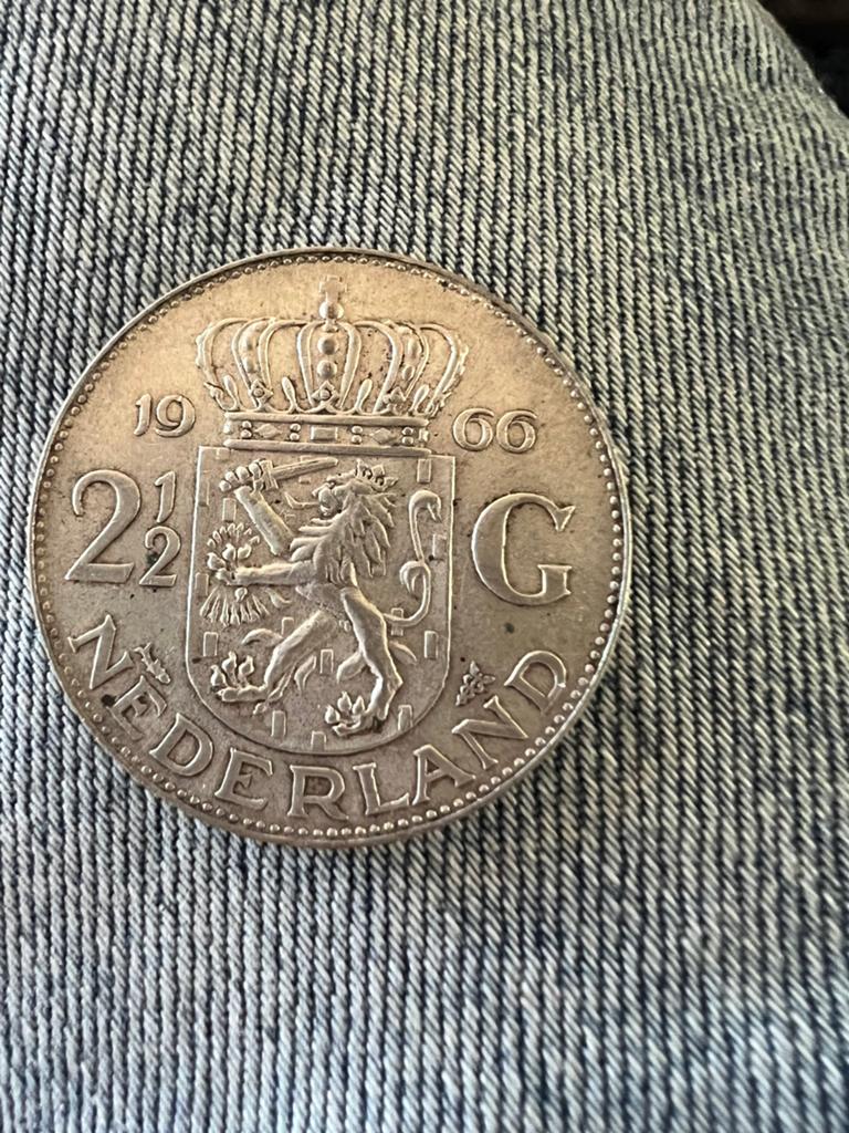 Zilveren rijksdaalder 2,5 gulden 1966, Postzegels en Munten, Munten | Nederland, Ophalen of Verzenden, Koningin Juliana, 2½ gulden