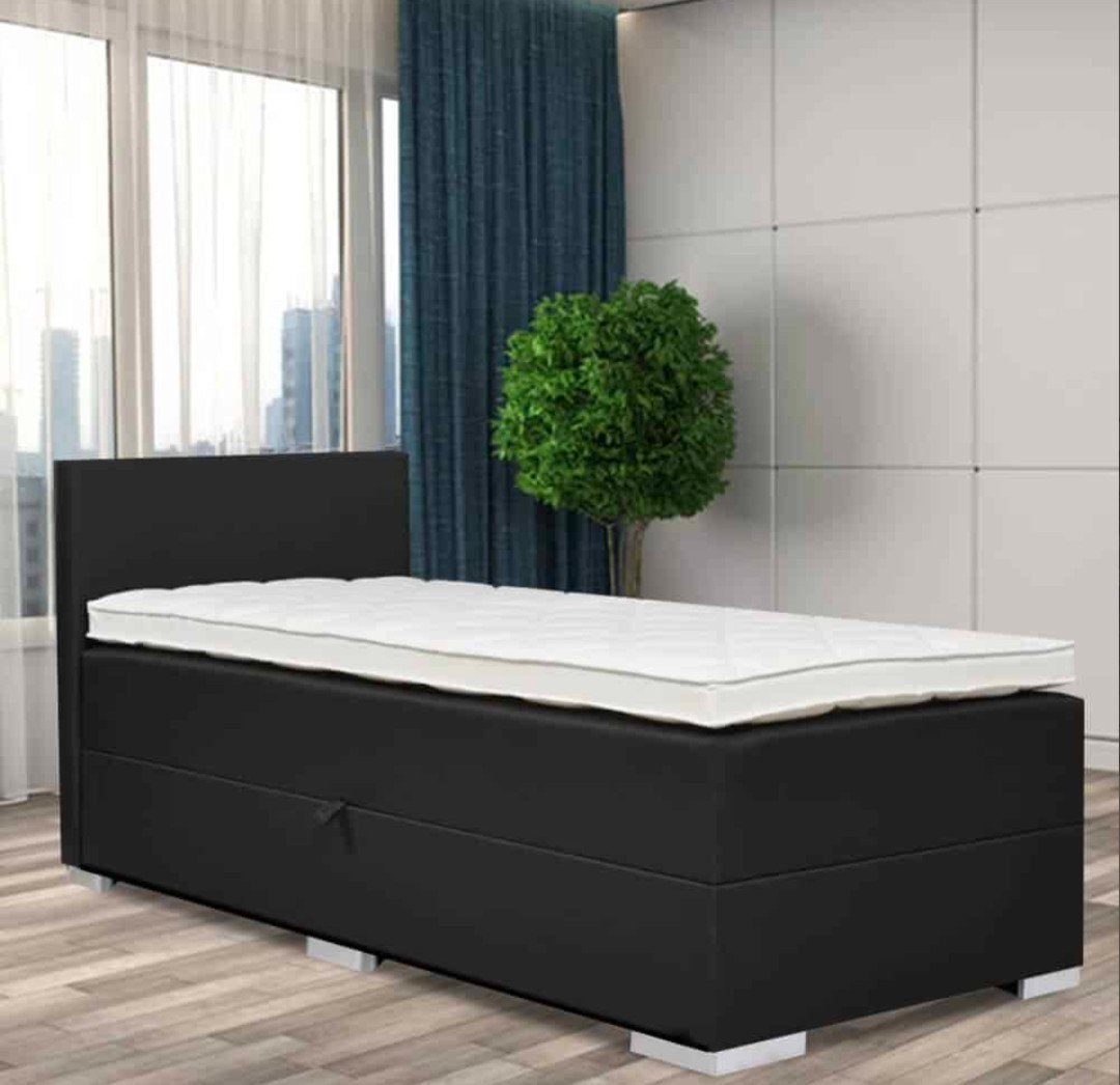1-persoons boxspring met opbergruimte antraciet, Ophalen, Gebruikt, 90 cm, Eenpersoons