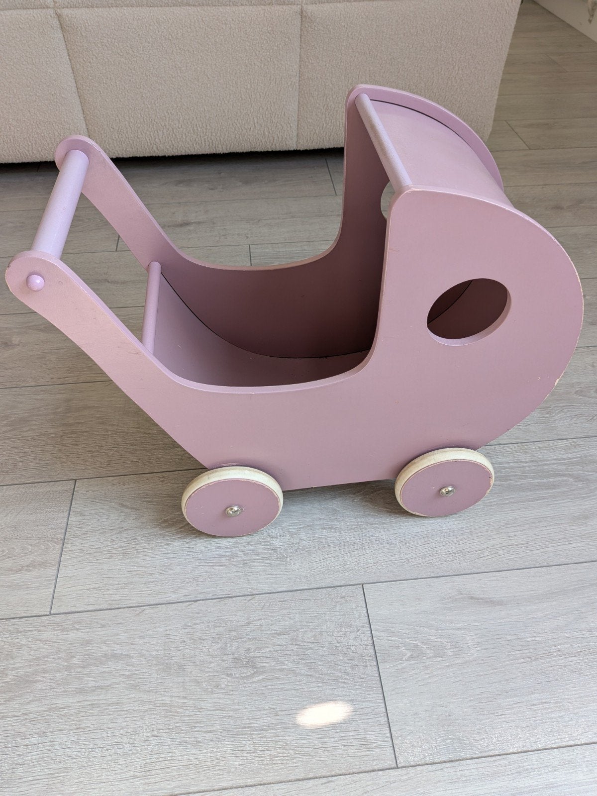 Roze houten poppenwagen, Ophalen, Gebruikt, Overige typen