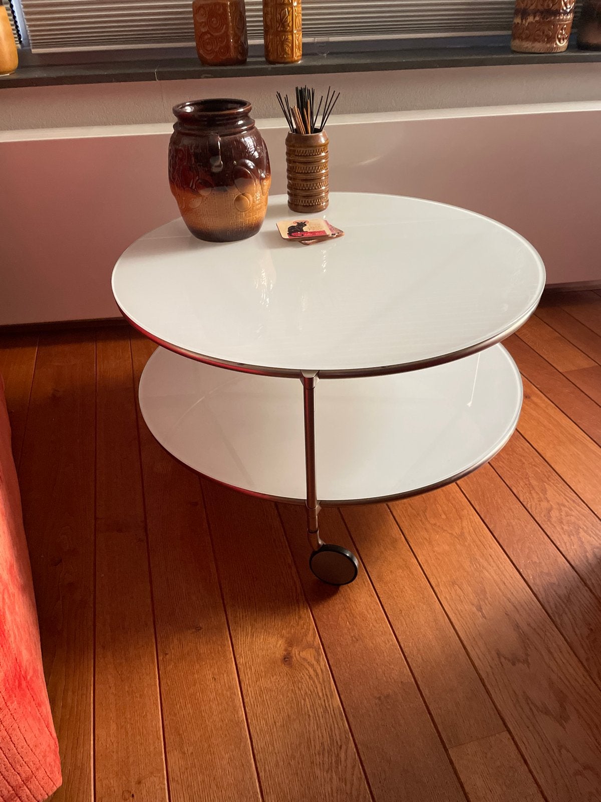 Ikea Strind Glazen bijzettafel met 75 cm doorsnee 40 hoog, Huis en Inrichting, Tafels | Salontafels, Gebruikt, 50 tot 100 cm, Rond