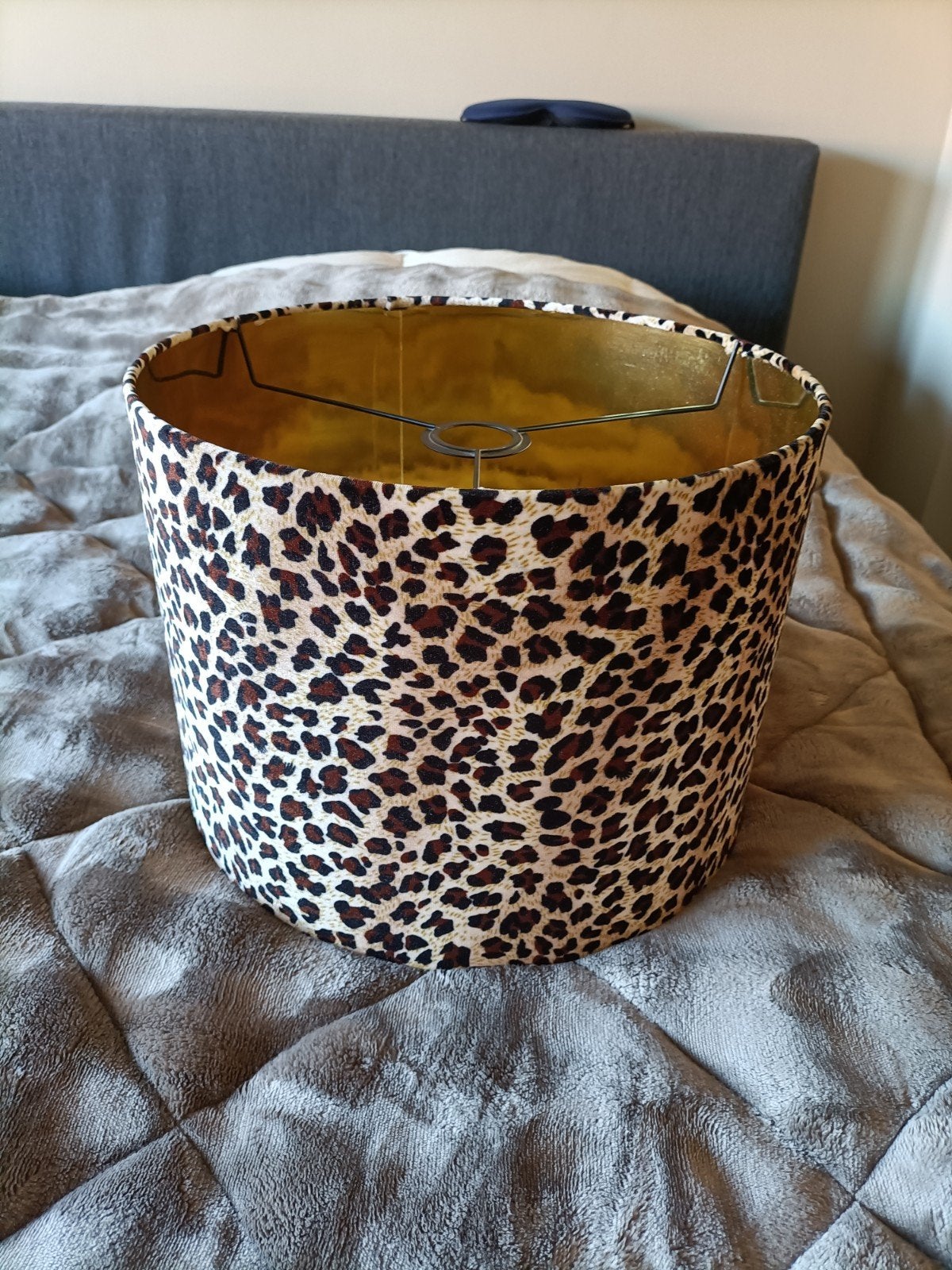 Leopard print lampenkap - Zo goed als nieuw, Ophalen, Rond, Zo goed als nieuw, Textiel