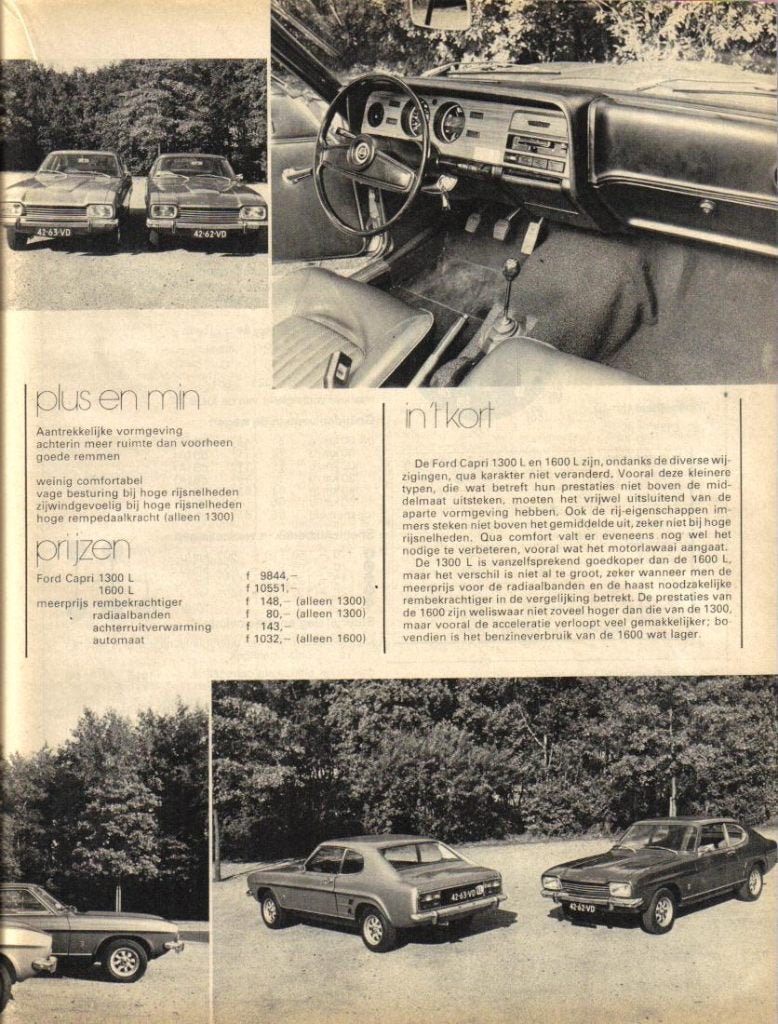 Autokampioen dubbeltest Ford Capri 1300L en 1600L 1972, Ophalen of Verzenden, Gelezen, Ford