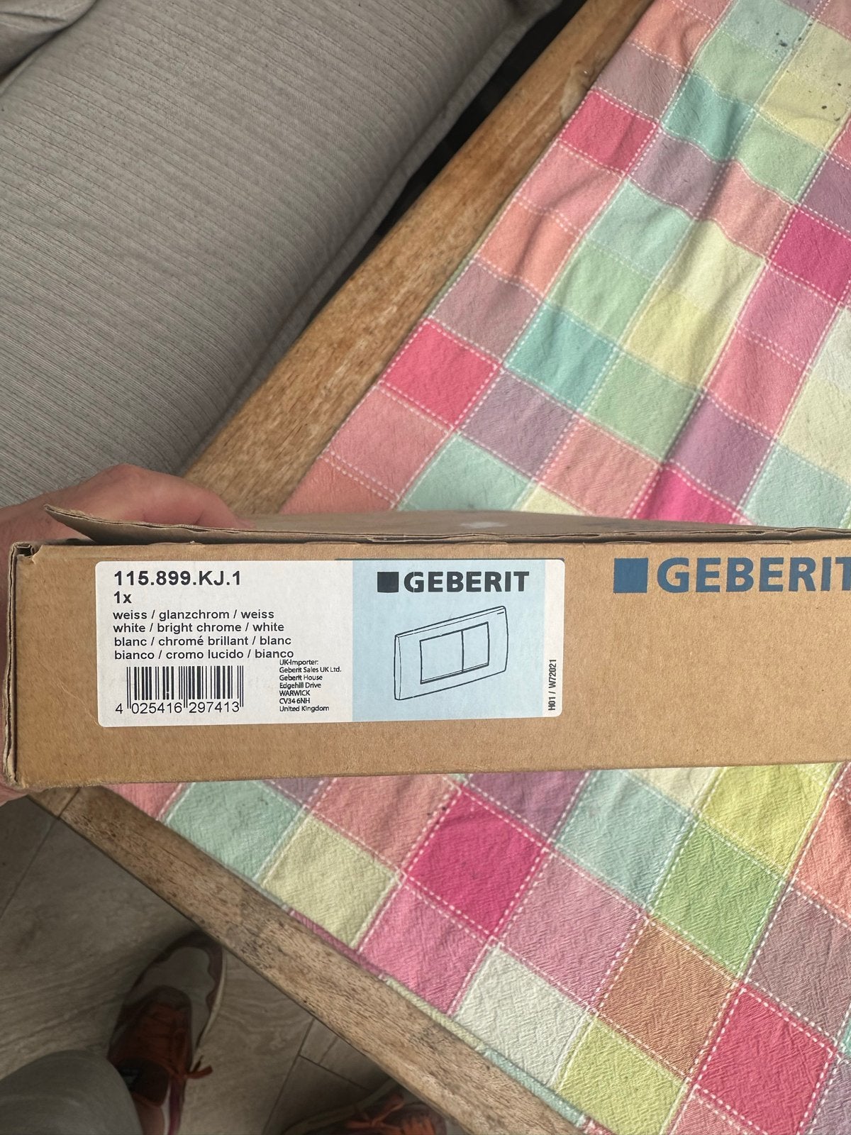 Geberit Twinline30 bedieningsplaat wit/glanzend chroom, Ophalen, Nieuw, Chroom, Toilet