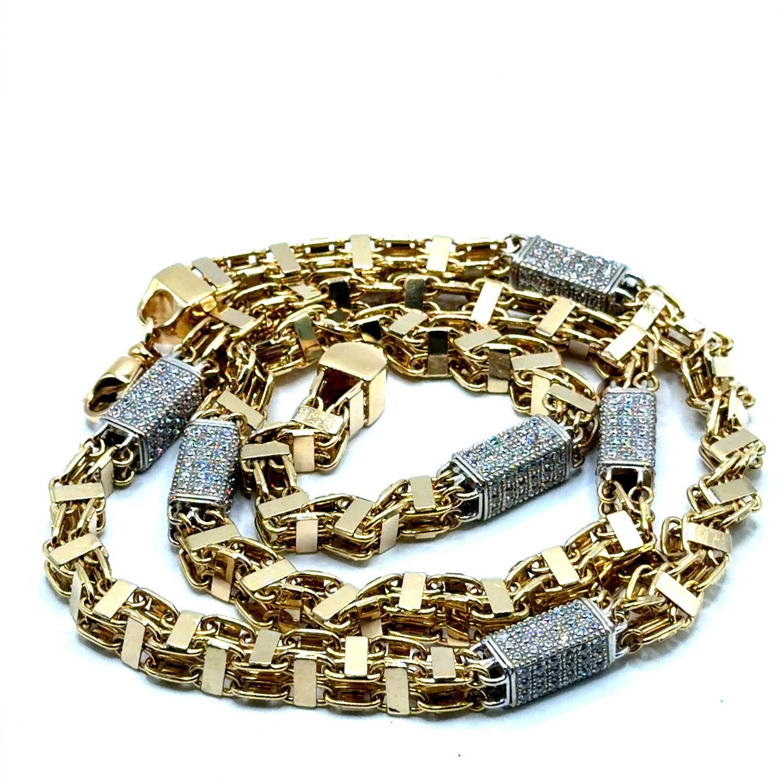 Gouden magnum ketting met zirkonia18kt, Met kristal, Www.bredajuwelier.nl, Nieuw, Ophalen of Verzenden