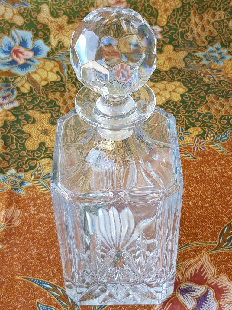 Mooie zware oude Engelse whiskykaraf van kristal 25,2 cm., Antiek en Kunst, Ophalen of Verzenden