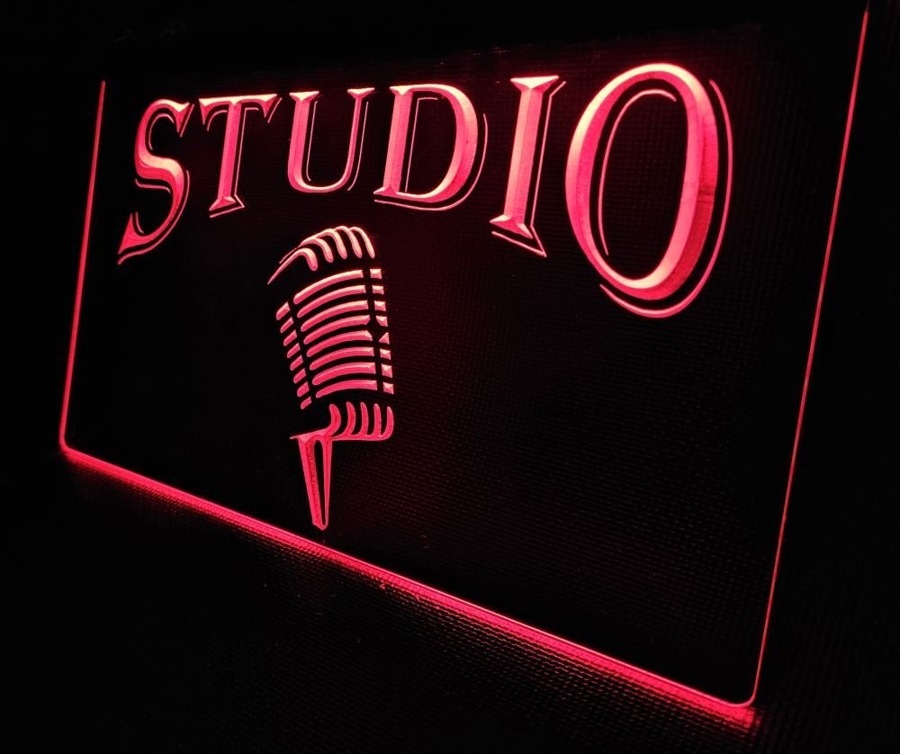 Studio microfoon rood led reclame ledlamp wanddeco deco, Info@deconoord.nl, Deco Noord, Nieuw, Ophalen of Verzenden