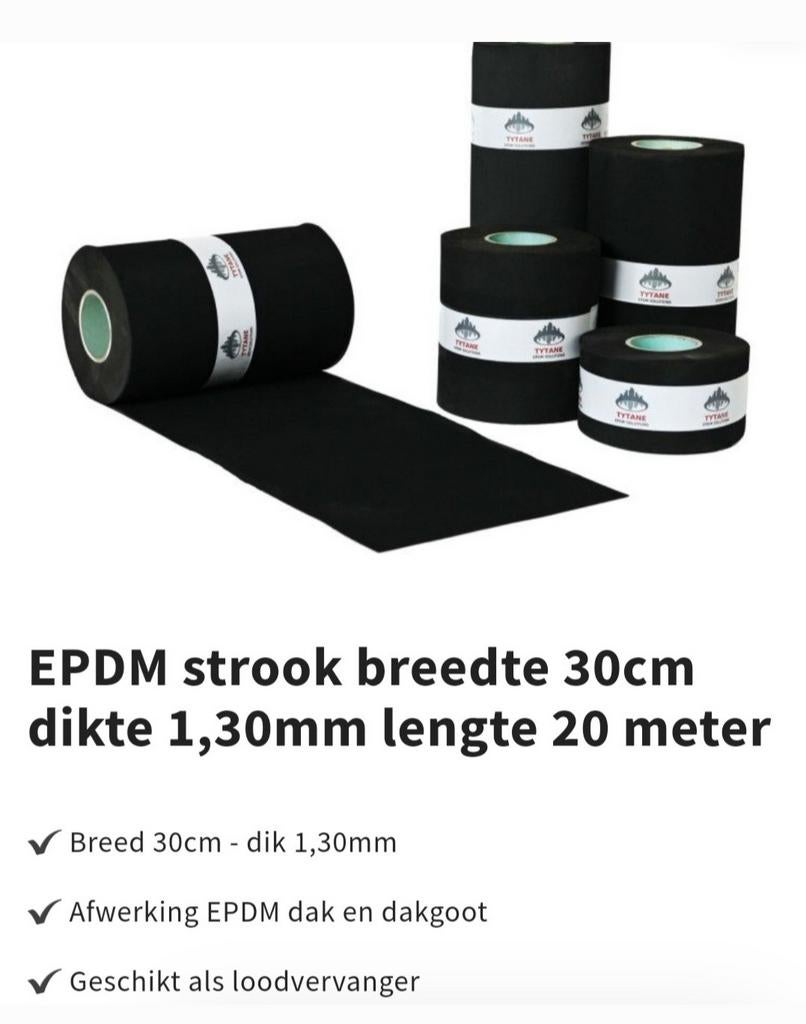 Nieuwe EPDM stroken 1.3mm dik, 30cm en 40cm breed, 20m lang, Doe-het-zelf en Verbouw, Dakpannen en Dakbedekking, Ophalen, Kunststof