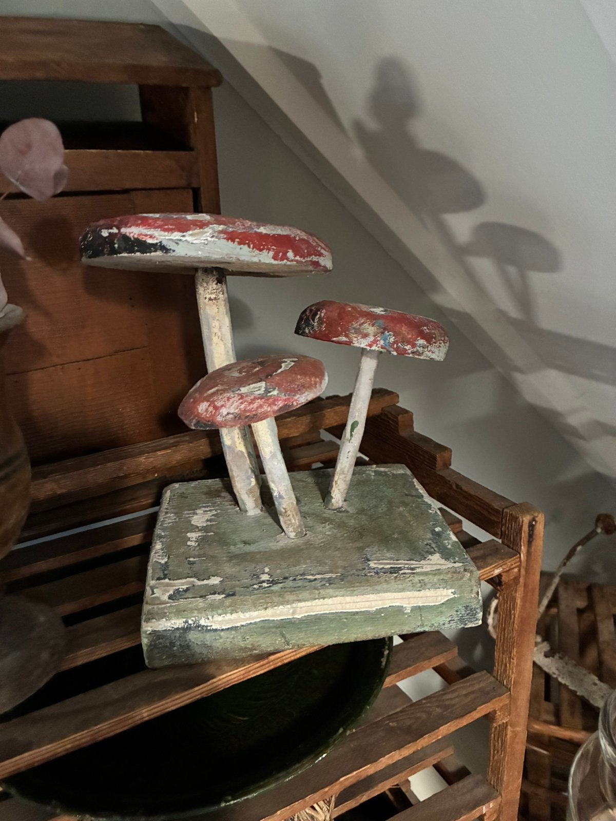 Antieke paddestoelen van hout, Ophalen of Verzenden