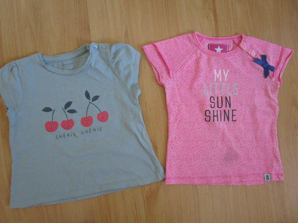 Vertbaudet + baby blue maat 86 - twee shirts, Vertbaudet + Baby Blue, Meisje, Ophalen of Verzenden, Zo goed als nieuw