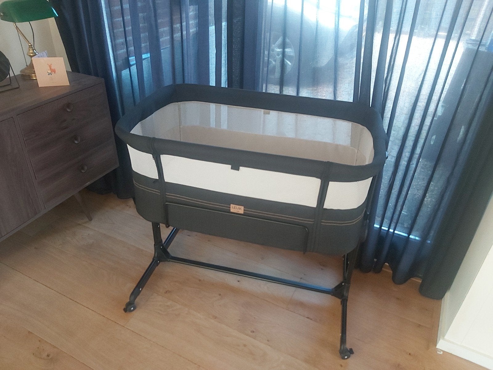 Co sleeper - Blauw, Verrijdbaar, Inclusief Matras, Kinderen en Baby's, Babywiegjes en Ledikanten, Ophalen, Gebruikt, Wieg