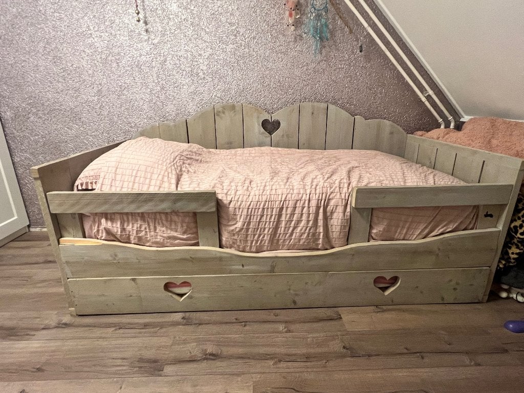 Steigerhouten bed bijna gratis;), Ophalen, Gebruikt, 90 cm, Eenpersoons