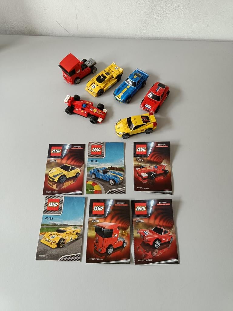 6 Lego Ferrari Racers setjes, pullback motors, met boekjes, Kinderen en Baby's, Speelgoed | Duplo en Lego, Compleet, Lego, Ophalen of Verzenden