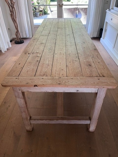 Geleefde oud grenen Frans boeren eettafel, Huis en Inrichting, Tafels | Eettafels, Ophalen, Gebruikt, 200 cm of meer, 50 tot 100 cm