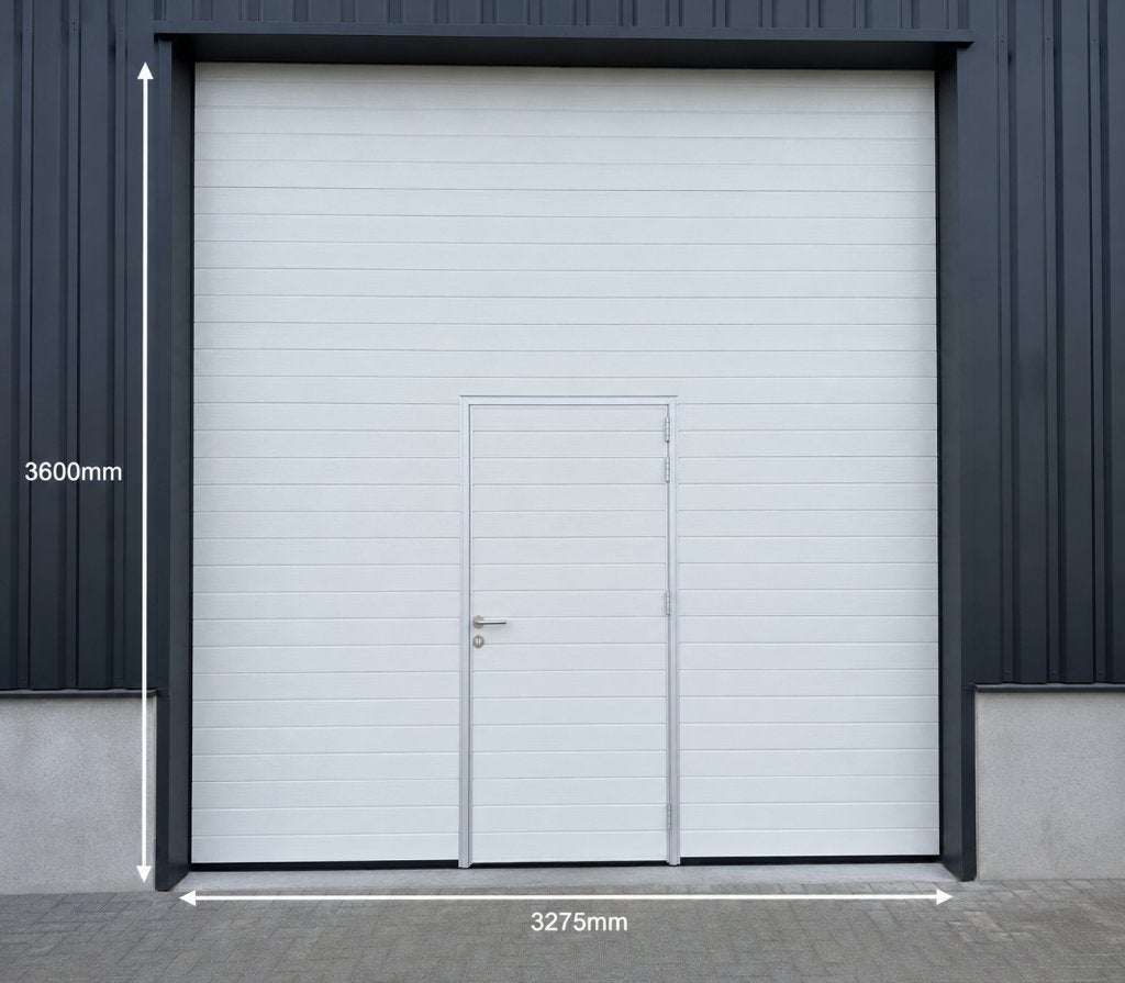Garagedeur 3275x3600 mm Wit RAL 9016 met Loopdeur – Nieuw, Ophalen of Verzenden, Metaal, 120 cm of meer, 215 cm of meer