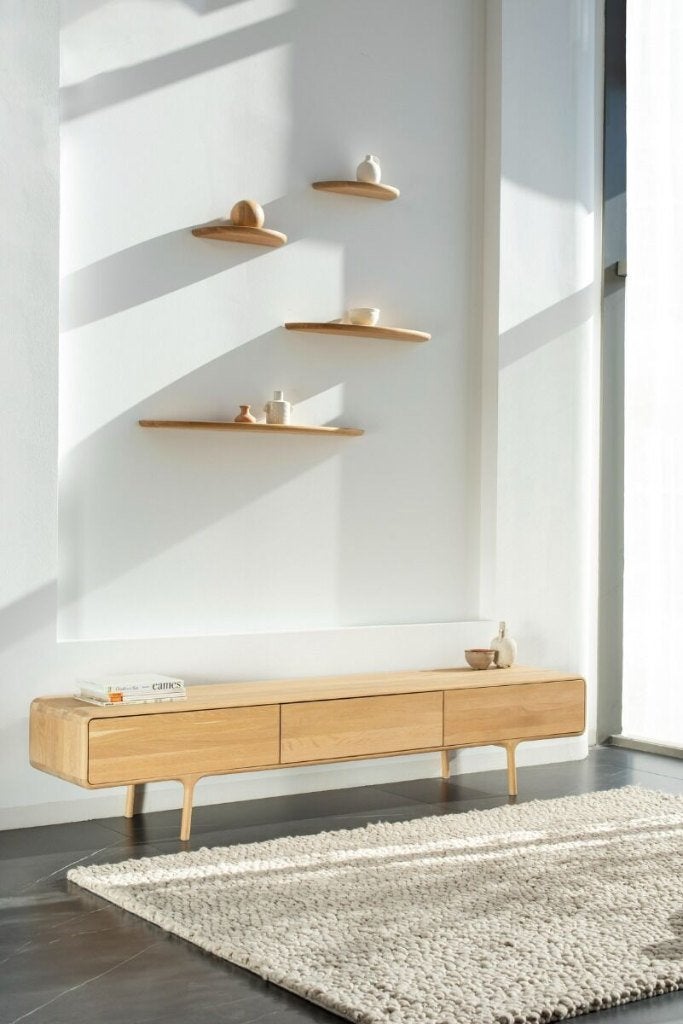 Nieuw Gazzda Fawn houten tv dressoir vintage retro was 2190, Ophalen, Teakhout, Nieuw, 200 cm of meer