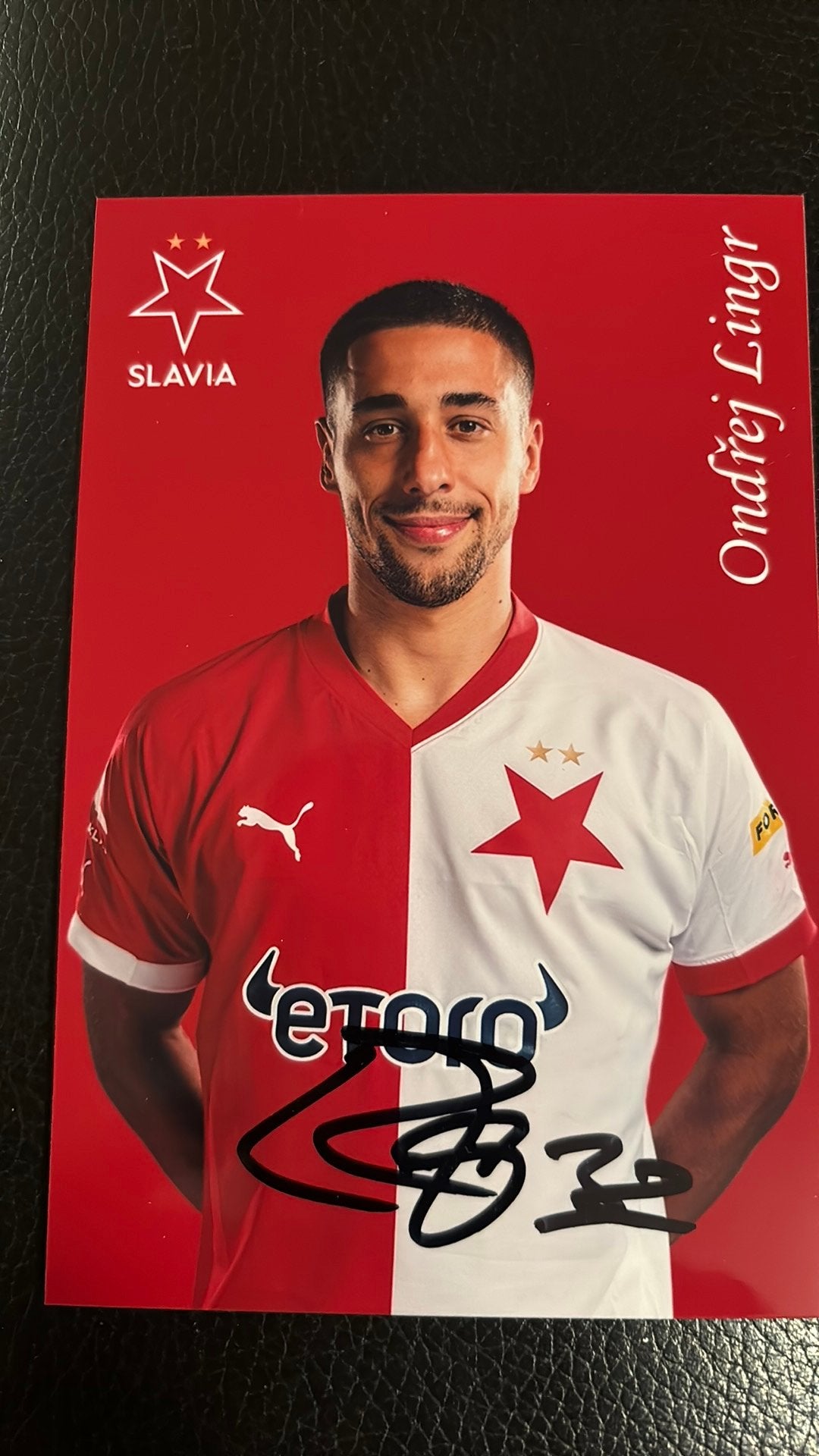 Feyenoord Rotterdam Slavia Praag ONDREJ LINGR handtekening, Verzamelen, Ophalen of Verzenden, Zo goed als nieuw, Feyenoord, Overige typen