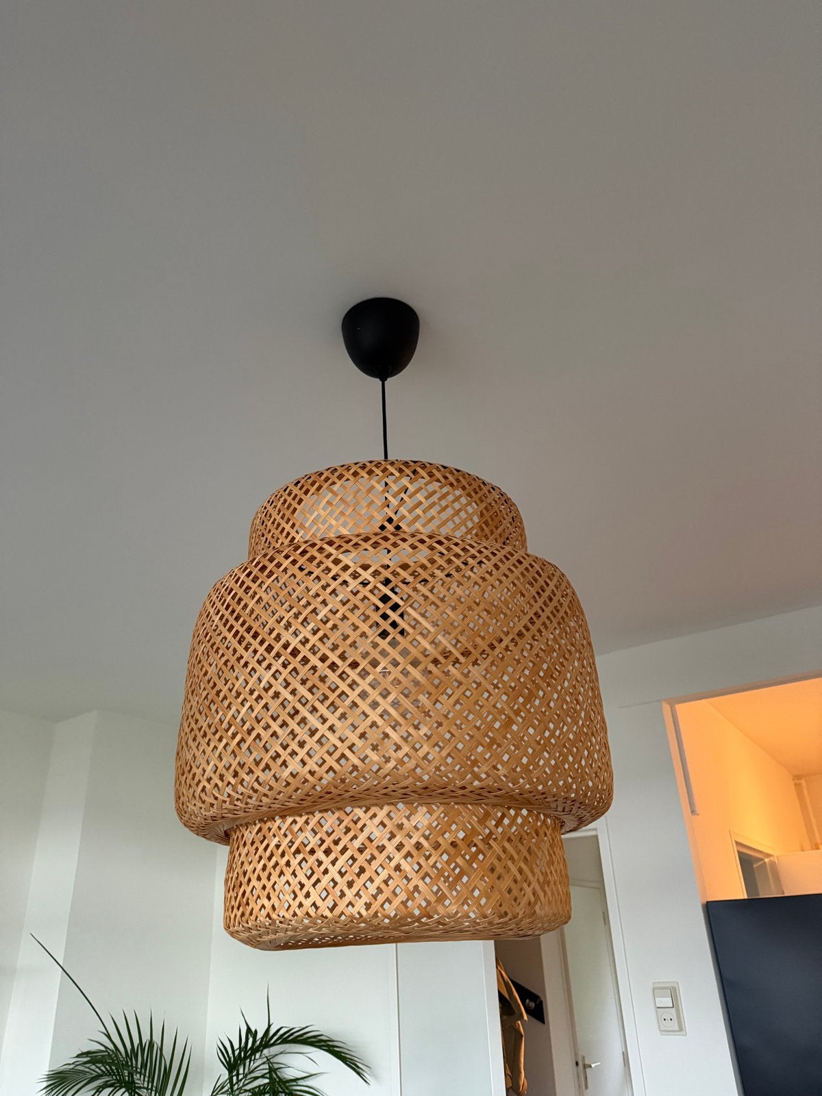 IKEA rotan hanglamp – sfeervolle lamp, Ophalen, Zo goed als nieuw, Natuurlijk materiaal, E27 (groot)
