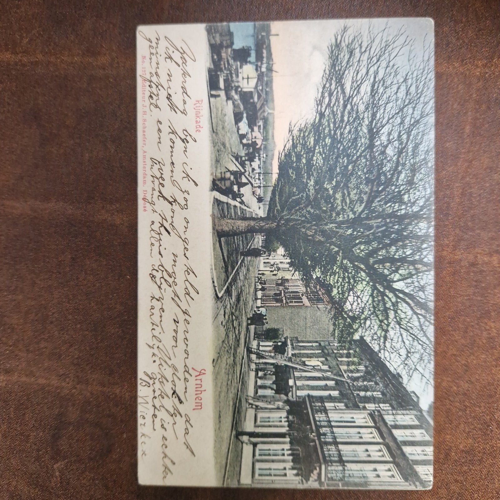 Ansichtkaart Arnhem Rijnkade (poststempel kesteren), Verzamelen, Ophalen of Verzenden, Voor 1920, Gelderland