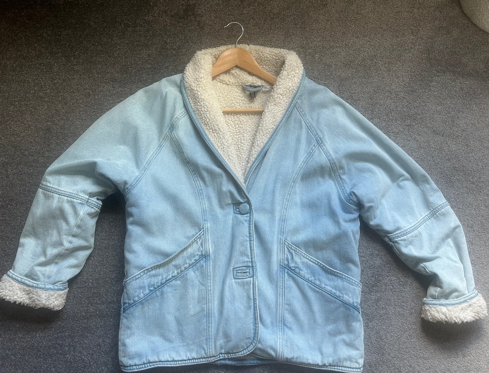 Teddy spijkerjack maat s, Ophalen, Zo goed als nieuw, Maat 38/40 (M), Blauw