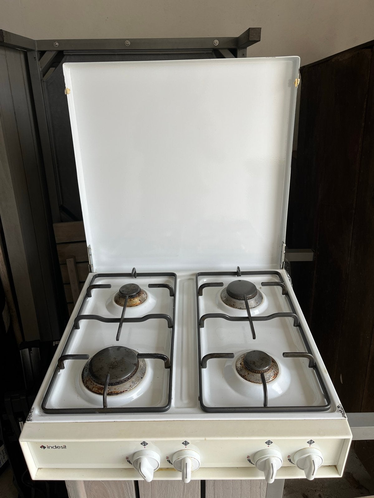 Indesit Gasfornuis 50x50 - Compact en Functioneel, Ophalen, Gebruikt, 45 tot 60 cm, Gas
