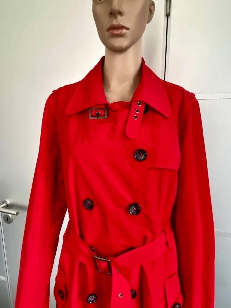 J448 Anna maat 38/40=M trenchcoat jas tussenjas rood coat, Maat 38/40 (M), Anna, Ophalen of Verzenden, Zo goed als nieuw