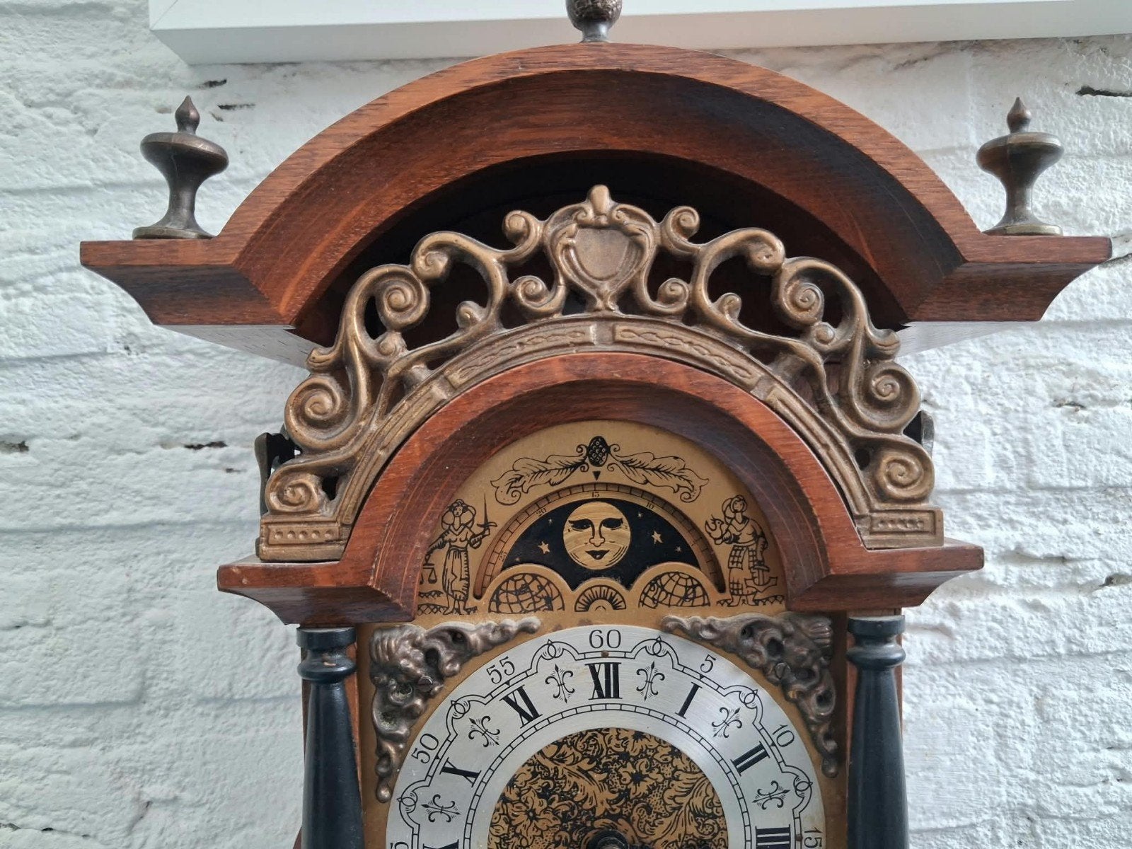 vintage Sallander Klok met Maanstand en Gewichten, Ophalen